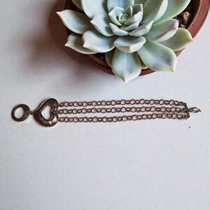 SILPADA 925 Sterling Silver  Vintage O Chain Link Heart Toggle Bracelet